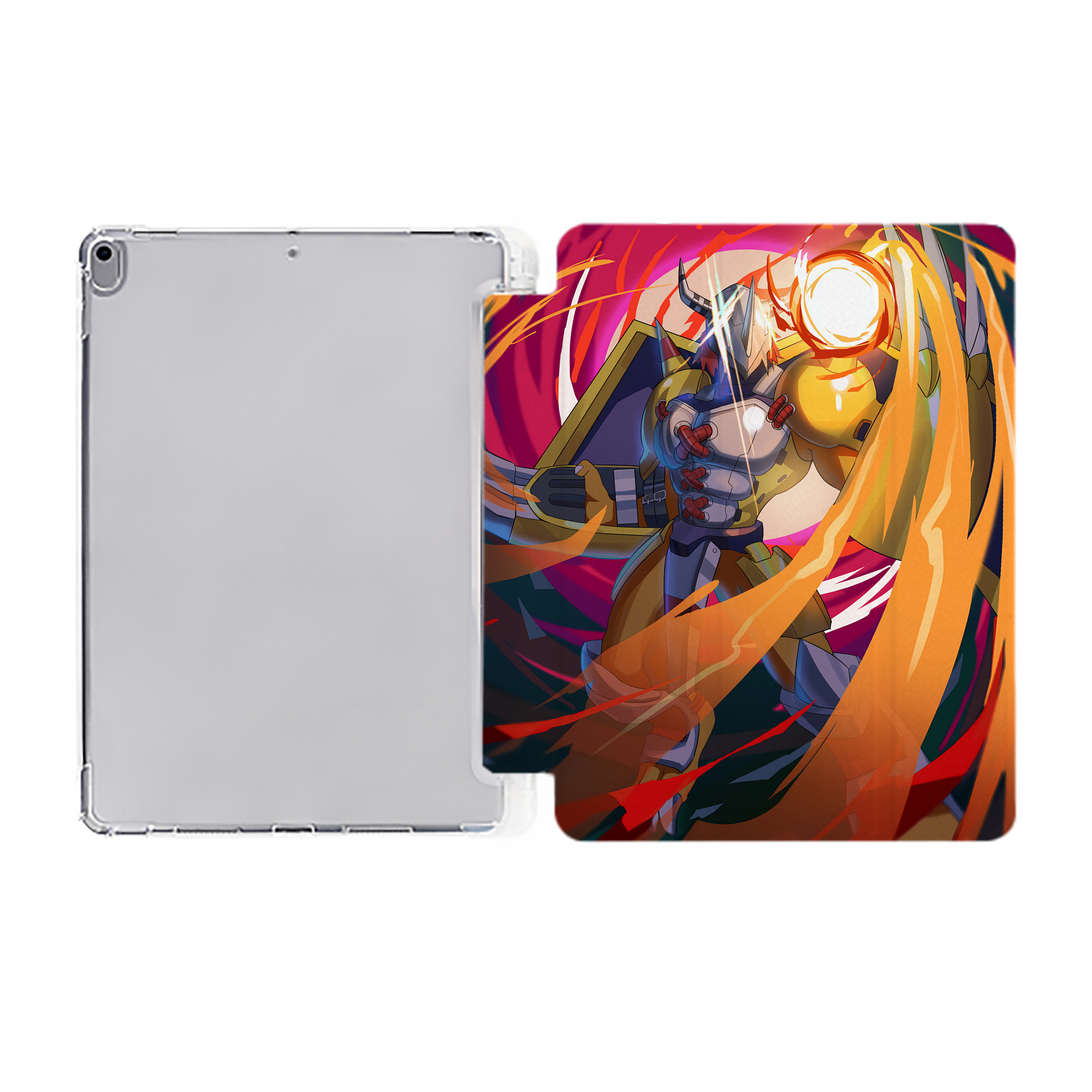 （画像用） Digimon デジタルモンスター/デジモン IPad ケース ペン収納付き 三つ折りスタンド PUレザー×シリコン 対応機種9.5/10.5/10.9インチ